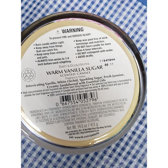 BBW Warm Vanilla Sugar Large 3 Wick Candle Home Fragrance Decor - Picture 2 of 2